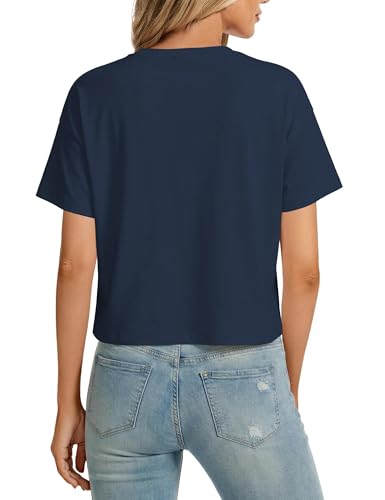 Image of SMENG Women's Workout Crop Tops UPF50+ Cotton Soft Breathable Tshirt Loose Short Sleeve Yoga Athletic Shirt