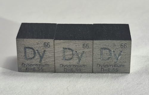 Image of 0.39 inch 10mm Dysprosium Metal Cube Dy up to 99.99% Pure Periodic Table Element Engraved Density Collection Science Education Display Block Cube + Acrylic Case Box - 1PC
