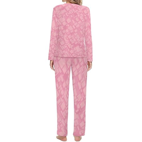 Pyjama Femme Carré Rose fluide résout l'inconfort nocturne des manches longues - 2