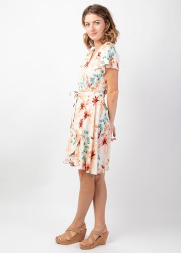 Robe courte fluide cache-cœur imprimé fleuri champêtre Marika