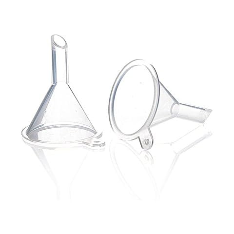 Bettli Small Clear Plastic Mini Funnels for Bottle Filling Perfumes Essential Oils Science Laboratory Chemicals Arts and Crafts Supplies 6pcs Cover