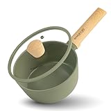 Römertopf Stielkasserolle 20 cm mit Glasdeckel, 2,4 Liter Fassungsvermögen, Aluminium mit Keramik-Antihaftbeschichtung, PFAS-frei, für alle Herdarten inklusive Induktion, grün