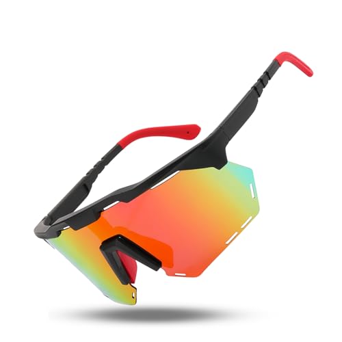 Wennala Gafas de Ciclismo Polarizadas, Gafas Deportivas Polarizadas,Gafas De Correr Con Almohadilla Nasal Ajustable Y Correa, Gafas de Sol Uv400 Deportivas Para Bicicleta/Ebike/Correr/Esquí Rave