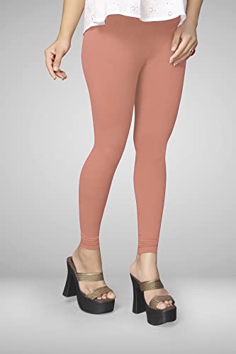 Image of Women's Cotton Skinny Leggings with Ankle Length Solid Pattern Mid Rise and Elastic Closure | Cotton Skinny Leggings for Womens