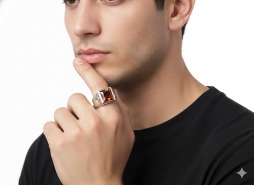 Image of Choose Your Color Mens Bold Ring 925 Sterling Silver Gemstone Wedding Engagement Statement Ring Birthstone Solitaire Jewellery Ring Sizes 4, 5, 6, 7, 8, 9, 10, 11, 12, 13,