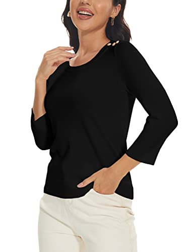 Spicy Sandia Women's 3/4 Sleeve Crew Neck Pullover Sweaters Lightweight Dressy Casual Trendy Knit Tops3