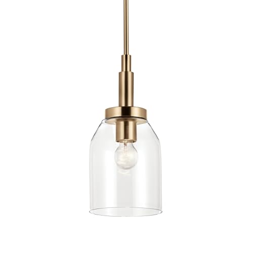 Kichler Madden 1-Light Mini Pendant Light Fixture with Clear Glass Shade in Champagne Bronze, Sloped Ceiling Compatible for Kitchen Island Hanging Lighting (15" x 7 "), 52725CPZ - Image 4