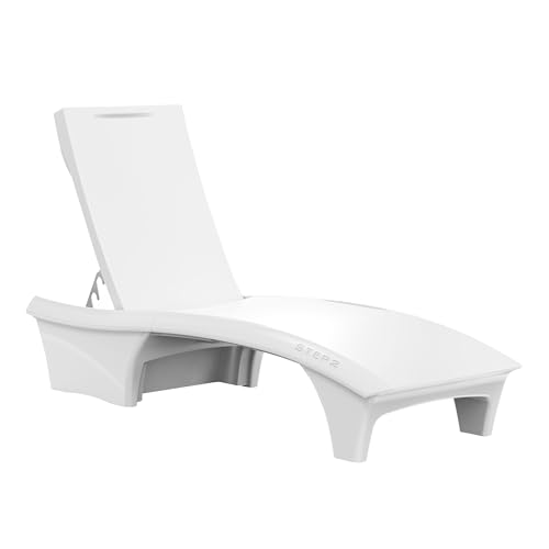 Image of Step2 Vero Adjustable Back in-Pool Lounger with Storage, Pool Chair, Weighted, White