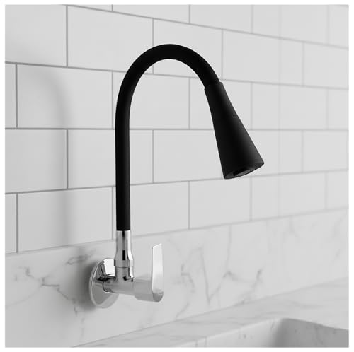 Image of ALTURAS Dual Flow Black Kitchen Sink Cock with 360 Degree Swivel Spout | Kitchen Sink Tap | Kitchen Faucet | Tap for Kitchen (Aria)