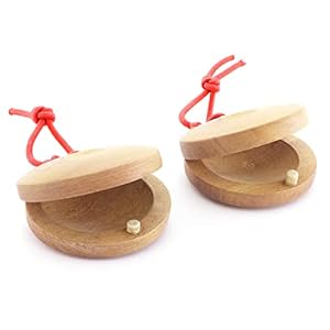 TIGER CAS14-NT Wooden Castanets – Finger Clackers Clappers – Two pairs (4 shells)