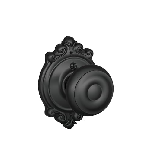 Image of Schlage F170 GEO 622 BRK Brookshire Collection Georgian Decorative Single Trim Knob, Matte Black