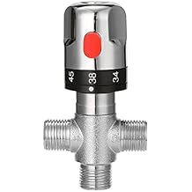 HXBER Adjustable tatic Valve,Bathroom Adjustable tatic Mixer Valve Brass Water Mixer Hot/Cold Water Mixing Temperature Control Valve for Home Water Heater