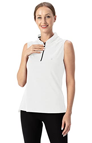 YSENTO Women's Golf Apparel Shirts Clothes Outfits Sleeveless 1/4 Zip Collarless Dry Fit UPF 50+ Tennis Polo Tank Tops3