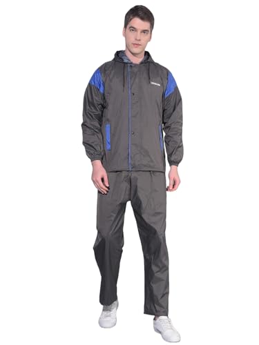Image of Dollar Rainguard Men's Reversible Full Sleeve Solid Raincoat Set With Adjustable Hood and Pocket