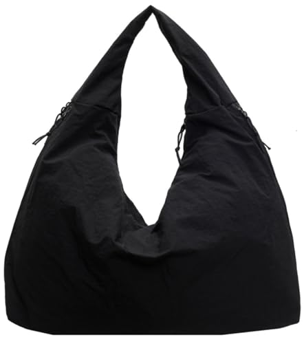 Obosoyo Slouchy Tote Bag 2025 Nylon Solid Pleated Handbag Men Women Large Shoulder Travel Gym Casual Commute Weekend Vacation