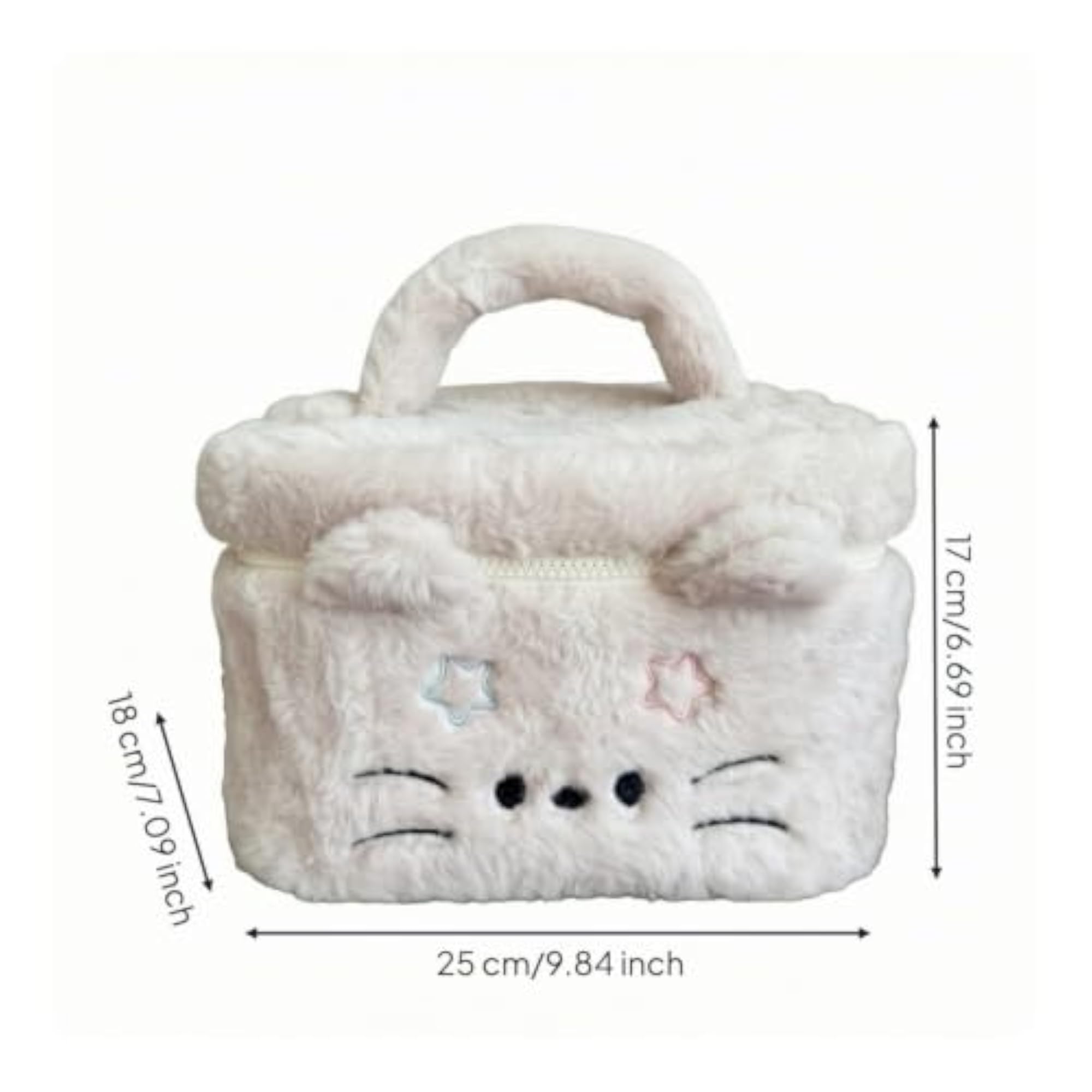 Cat-Themed Makeup Bag, Soft Organizer with Handle