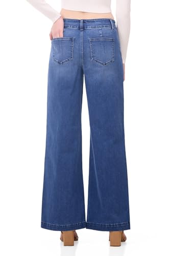 Women's Stretchy Pull-On Naomi Mid-Rise Wide Leg Jean3