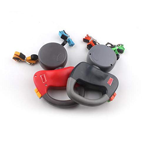 SONTAKUKOU 犬用リード 犬用引き紐 伸縮リード 2匹引きリード ペットリード 自動式 ドッグリード 巻き取り式リード ロング 小型犬 中型犬 散歩 お出かけ (グレー)