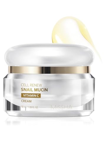 MISSHA Cell Renew Snail Mucin Vitamin C Cream 1.69 Fl oz, Hydrating Snail Mucin, Korean Skin Care...