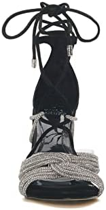 Vince Camuto Women's Footwear Women's Aimery Wrap Around Ankle Dress Sandal Heeled, Clear/Silver, 11 | Image 1