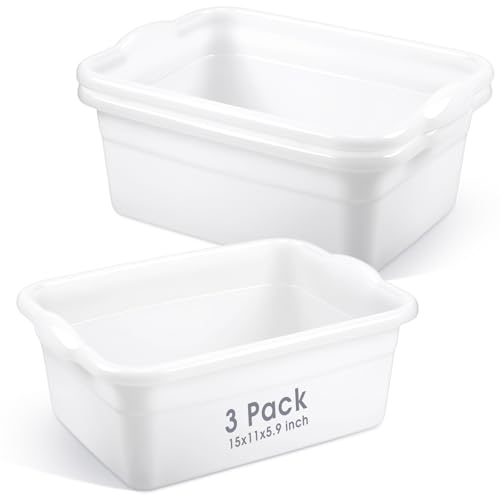 Honeydak 3 Pack Plastic Wash Basins 12 Quart Dish Pan