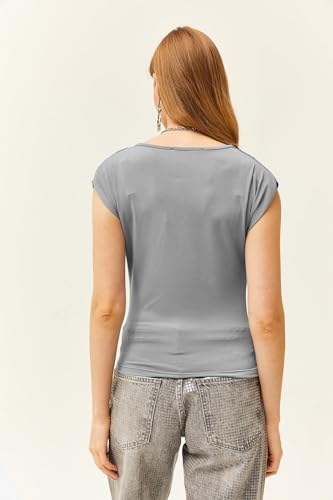 Image of SIGHTBOMB Ultra Soft Afford LUX Edition Draped Cowl Neck FRONTFLOW Gathered Ruched SOFTLINE Sleeveless TOP for Women