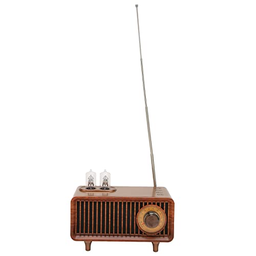 YUKERMARB Altoparlante BT retrò, Altoparlante Wireless Vintage in ABS con Effetto Tubo a Vuoto, Luce Ambientale LED BT 5.0, Scheda di Memoria da 5 W, Disco U, AUX, per Casa, Scrivania, Camera da