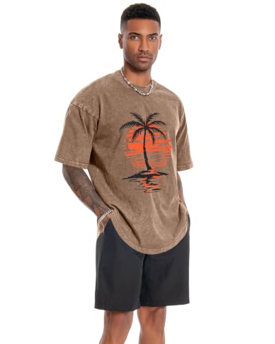 Image of Oversized Tshirts for Men Short Sleeve Vintage Washed Basic Loose Tees 2026