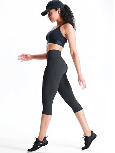 CADMUS Womens High Waist Workout Legging Capris for Yoga w Side Pockets - Image 6