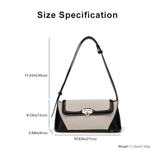 Image of Small Shoulder Bag for Women, Retro PU Leather Underarm Bag Top Handle Hobo Tote Clutch Handbag Purse with Buckle Closure