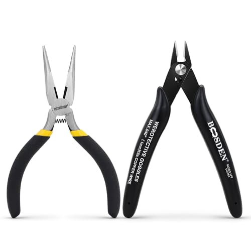 Image of Mini Jewelry Pliers Set - 5 Inch Needle Nose & Flush Wire Cutters - Spring Loaded Precision Pliers for Jewelry Making, DIY Crafts, Model Building, Electronics