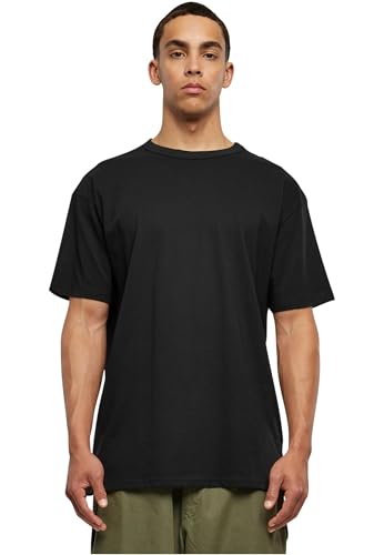 Urban Classics Herren Organic Basic Tee – Regular Fit T Shirt aus Bio Baumwolle mit Rundhals im minimalistischen Streetwear Style für Alltag Freizeit und Casual Outfits,Schwarz,L