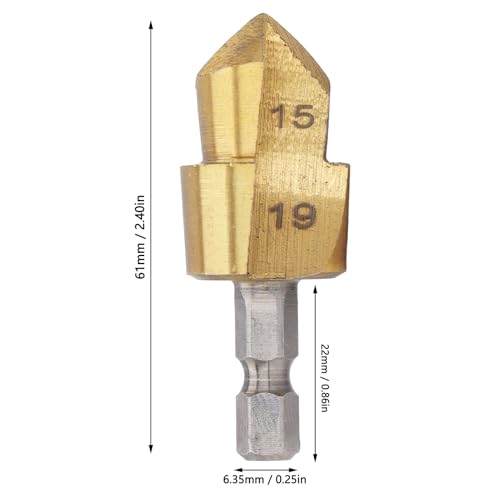 Broca escalonada para tubería PPR de 15–19 mm, con vástago hexagonal de 1/4 pulgada, para expansión y apertura de orificios miniatura 7