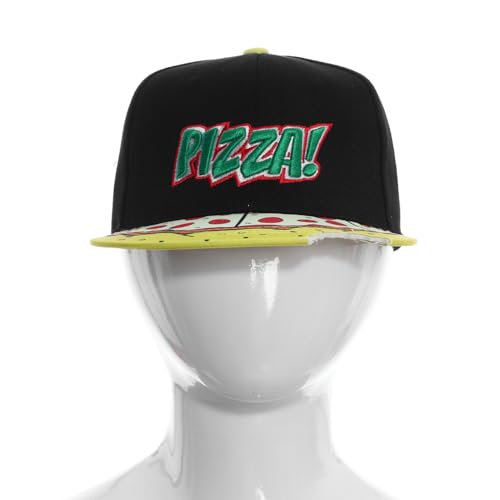 Pizza/Eye Pattern Snapback Hats for Men Flat Bill Brim Trucker Hat Adjustable Baseball Cap4