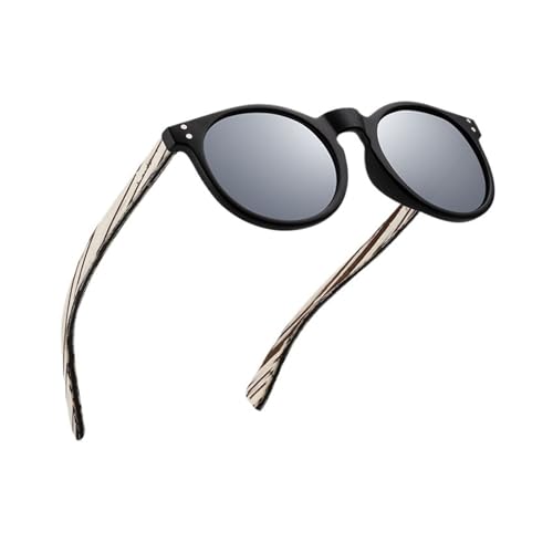 Lunettes de soleil rondes en bois hommes femmes : lunettes polarisées anti-reflet UV400
