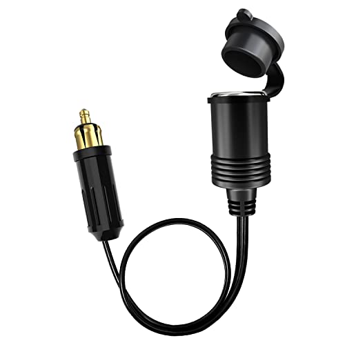 Europäischer Standard DIN Stecker auf Zigarettenanzünder Adapter Buchse Verlängerungskabel, mit wasserdichter Kappe, geeignet für 12-24V Motorrad（30cm）