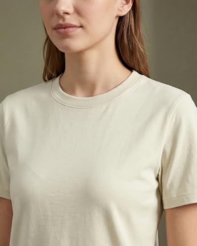 Image of NOBERO 100% Cotton T-Shirts for Women Stylish | Regular Fit | Solid T Shirts for Women 180 GSM Combed Cotton | Crew Neck Half Sleeve