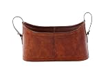 Deco 79 Leather Handmade Box Style Single Slot Magazine Holder with Detail Stitching and Curved Handles, 21' x 9' x 12', Brown
