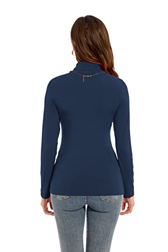 Image of Womens Long Sleeve Turtleneck T-Shirts Casual Lightweight Slim Fit Cozy Base Layer Top