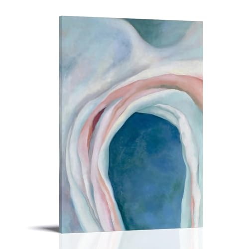 Décoration murale toile rose et bleu Georgia O'Keeffe cadre 20x30cm