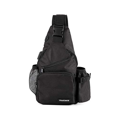 Yeasumoe Small Chest Bag One Strap Crossbady Backpack Lightweight Sling Daypack USB Charging