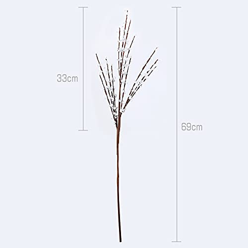 Floerve 12 Pcs Artificial White Jasmine Flowers Dried Faux Pussy Willow Branches Stems Fake Winter Jasmine Flowers 28" Tall For Vases Wedding Christmas Decoration #TOP2