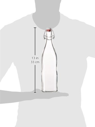Image of Favola Essentials Square Glass Airtight Water Bottle, 1 Litre, 1 Piece, Clear