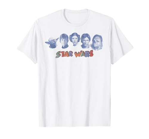T-shirt Star Wars Face Group Shot Vintage idéal pour vos soirées cinéma rétro