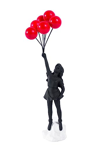 Estatua de niña con globos, escultura de resina decorativa