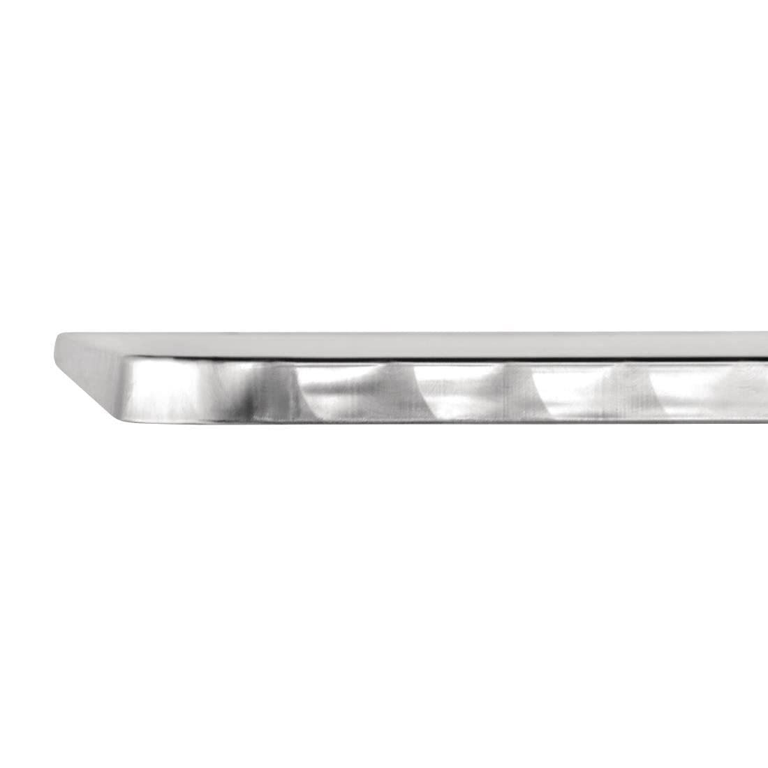 Bolero Edelstahl- und Aluminium-Quadrat-Bistrotisch 600 mm, Grau, Aluminiumrahmen & Edelstahlplatte, Größe: 720(H) x 600(B) x 600(T) mm, Gummifüße, Tisch für drinnen & draußen, flach verpackt, U427