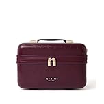 Ted Baker Plum Croc Icon Vanity Case Travel Makeup Bag Hard Shell Cosmetic Case Purple Toiletry Bags Portable Carry Handle & Strap Logo Lining, 36cm Travel Organiser with Compartments 17L Capacity