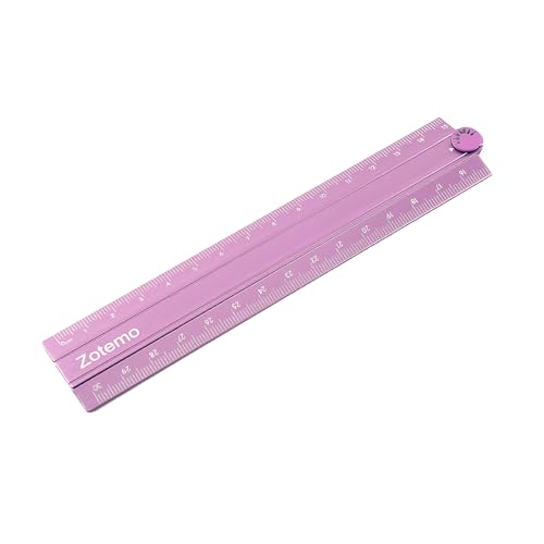 Zotemo 2-in-1 Foldable Metal Ruler & Protractor -15cm Compact to 30cm Extended, Precision Laser Etched Metric Scale, Aluminum Folding Small Ruler for Planner Journaling Drafting Drawing (Pink)