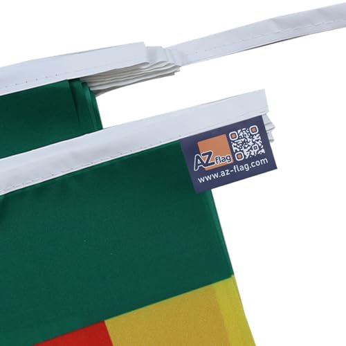 Image of AZ FLAG Benin 6 meters BUNTING Flag 20 flags 9'' x 6'' - Beninese STRING flags 15 x 21 cm