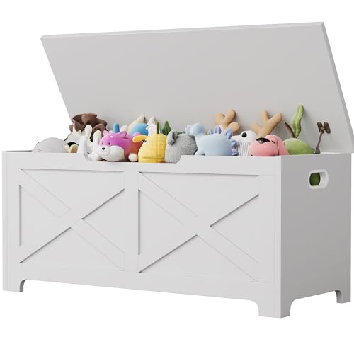 GAOMON Storage Chest, Wooden Toy Storage Bench, Modern Style Lift-Top Toy Chest with Safety Hinge for Entryway, Bedroom, Living Room, Supports 300 Lb and Easy Assembly